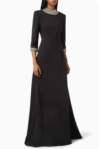 Pearl Collar Gown in Jersey