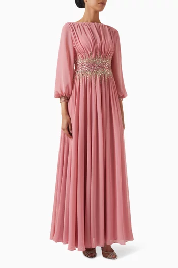 Sequin-waist Gown in Chiffon