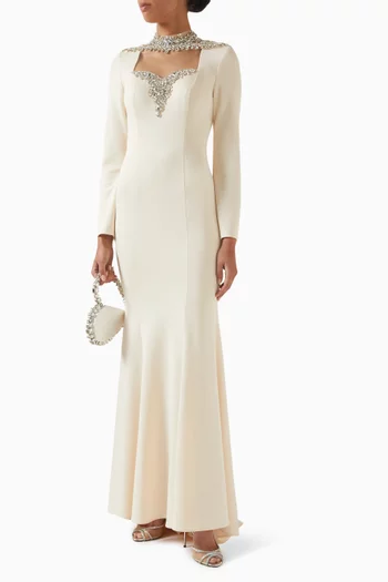 Crystal-embellished Gown in Crepe