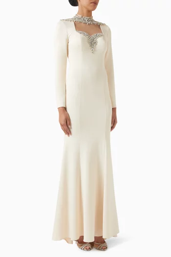 Crystal-embellished Gown in Crepe