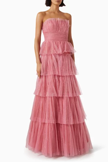 Sparkle Strapless Tiered Gown in Tulle