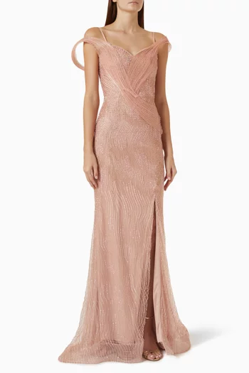 Beaded Sweetheart Column Gown