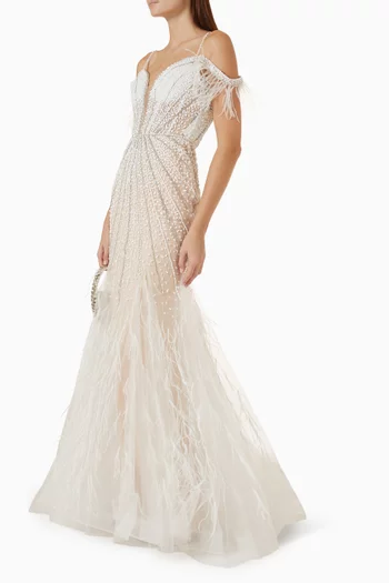 Beaded Feather Gown