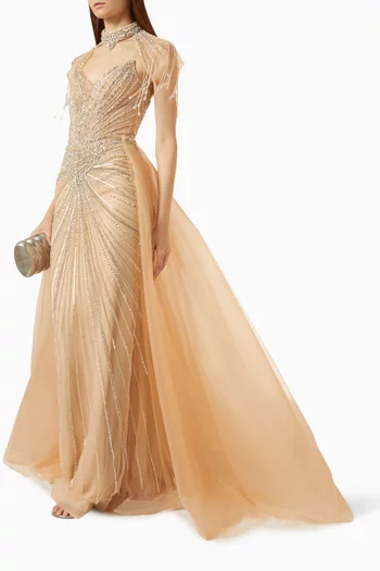 Beaded Fringe Gown