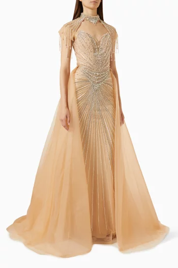 Beaded Fringe Gown