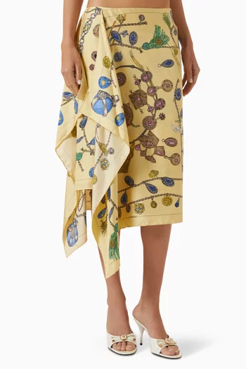Broken Jewels Print Skirt in Silk-twill