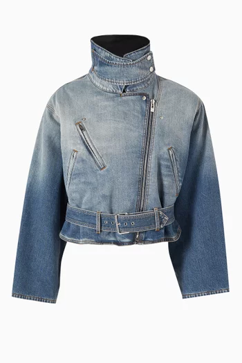Layered Jacket in Faded Raw Denim