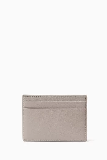 Logo Card Case in Grained Leather