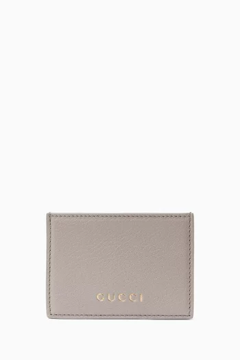 Logo Card Case in Grained Leather