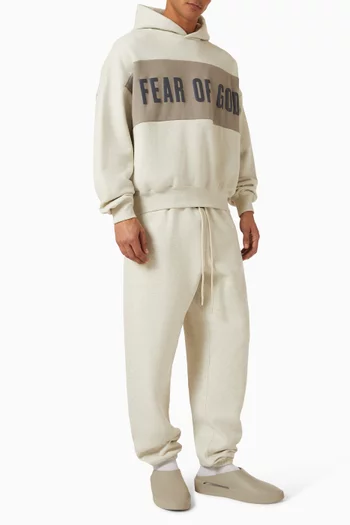 Cropped Relaxed Panelled Hoodie in Core Fleece