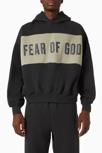 Cropped Relaxed Panelled Hoodie in Core Fleece