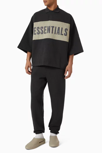 Cropped Panelled Polo Shirt in Core Fleece