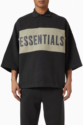 Cropped Panelled Polo Shirt in Core Fleece