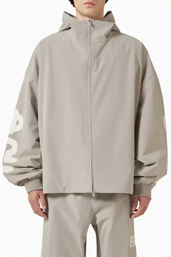 Full Zip Hooded Anorak in Sporty Nylon