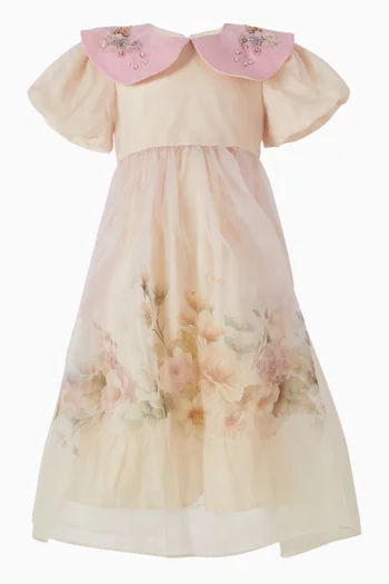 Puff Sleeves Dress in Organza