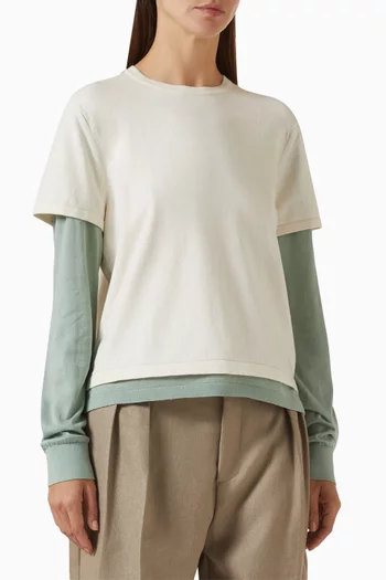 Layered T-shirt in Cotton Blend