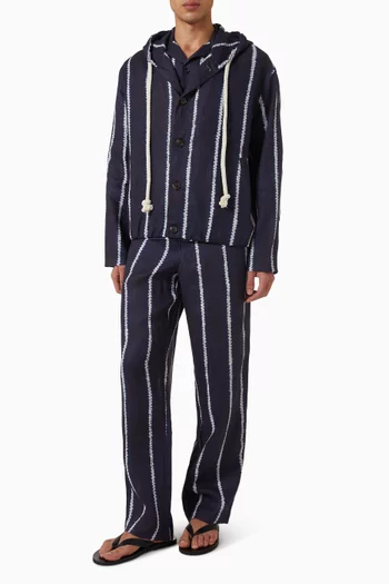 Shibori Stripe Hoodie in Linen