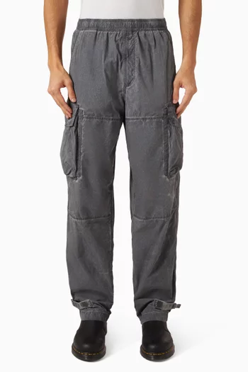 'Old' Effect Cargo Pants in Brushed Organic Cotton Canvas