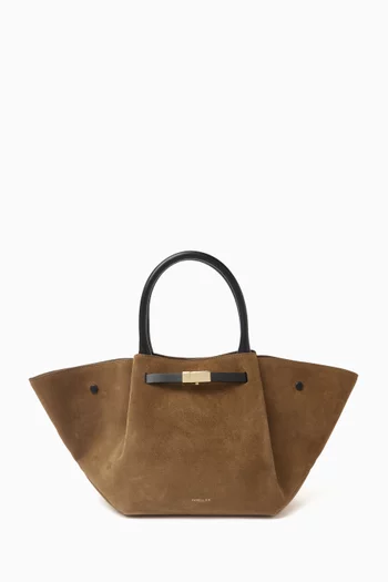 Midi New York Trapeze Tote Bag in Suede