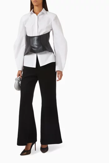 Corset Shirt in Leather & Poplin