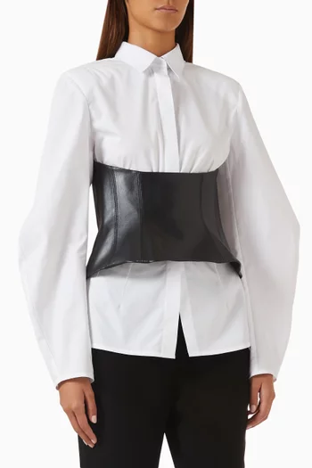 Corset Shirt in Leather & Poplin