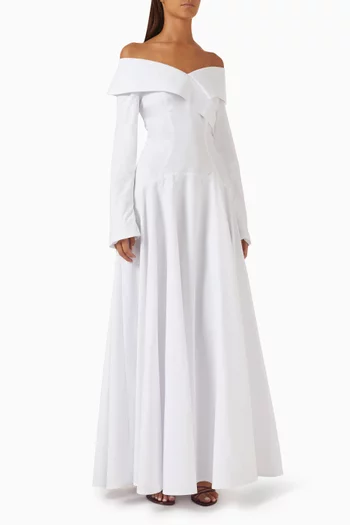 Off-shoulder Dress in Poplin