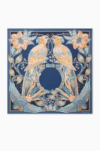 Parrots Printed Foulard in Silk