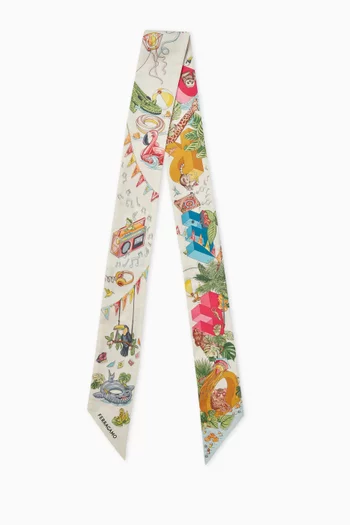 Jungle Party-print Mini Bandeau in Silk