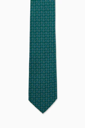 Gancini Print Tie in Silk