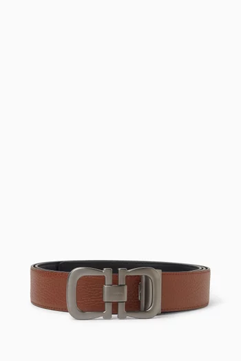 Reversible Gancini Belt in Calfskin