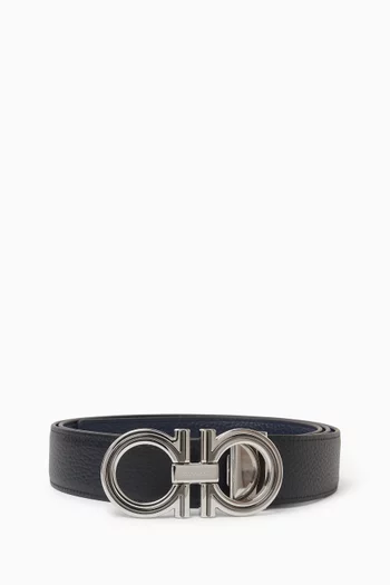Reversible Gancini Belt in Calfskin