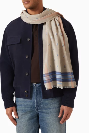 Nautical-jacquard Scarf in Cotton