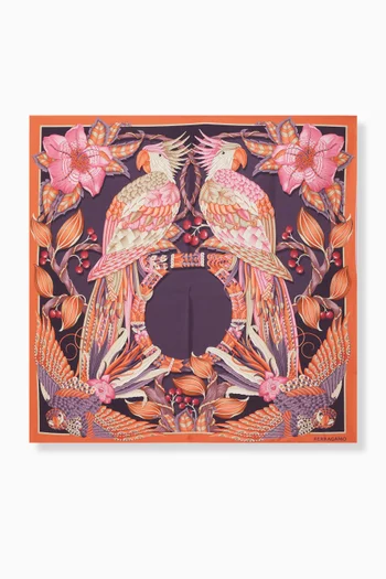 Parrots Print Foulard in Silk