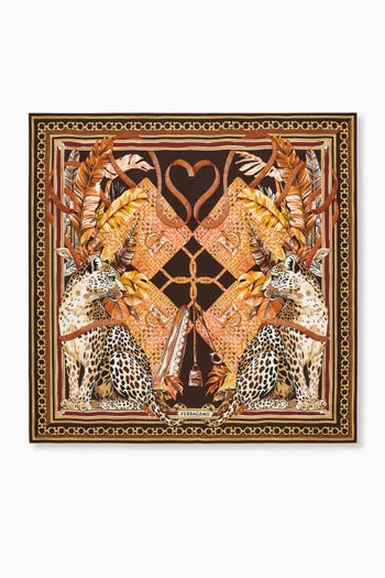 Poised Leopards Print Scarf in Silk