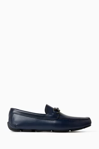 Gancini Ornament Driver Loafers in Leather