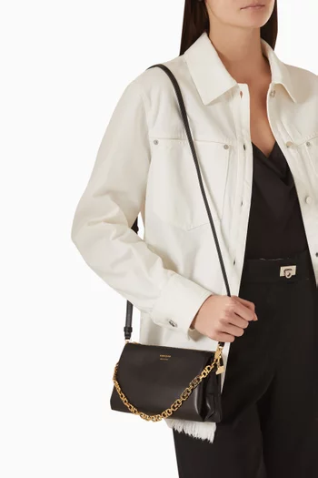 Mini Gancini Crossbody Bag in Leather