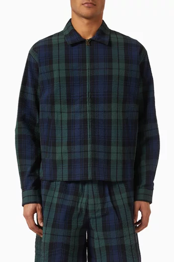 Front Zip Blouson Jacket in Cotton Seersucker