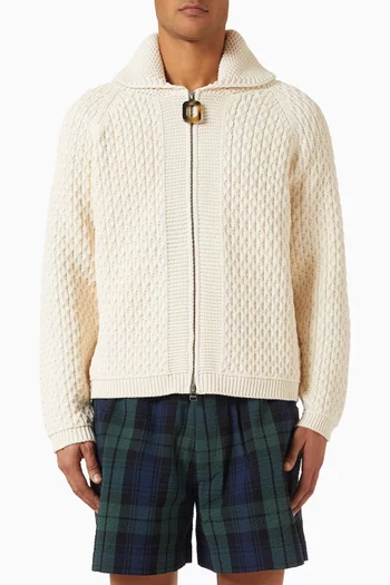 Cable Front Zip Sweater