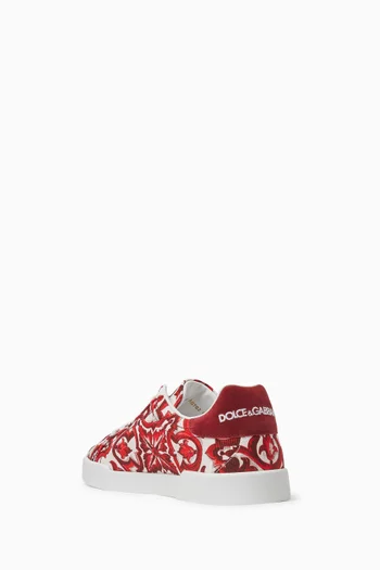 Majolica-print Portofino Sneakers in Canvas