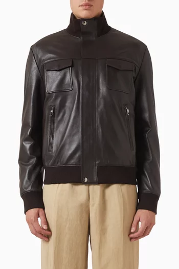 Bomber Jacket in Lambskin Leather