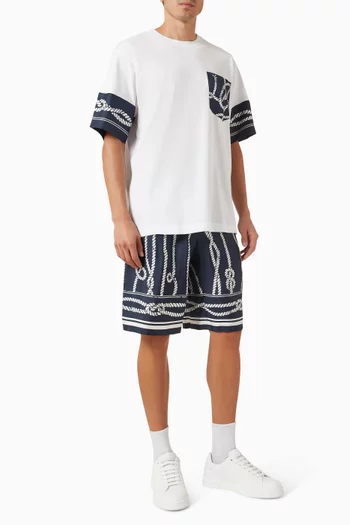 Marina-print Bermuda Shorts in Silk-twill
