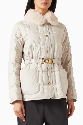 Cygnes Belted Short Down Jacket