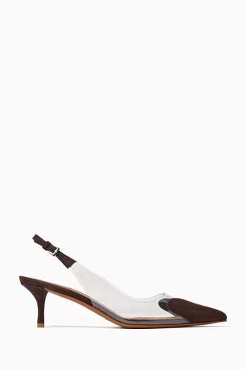 Le Cœur 55 Slingback Pumps in Plexi & Suede