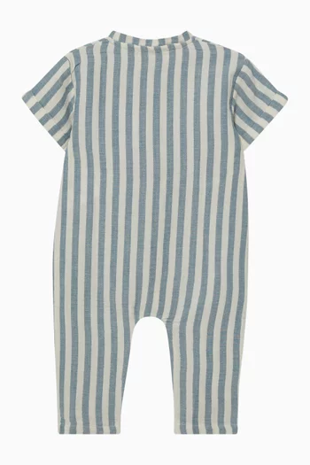 Striped Muslin Romper in Organic Cotton