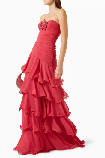 Floral Corset Gown in Chiffon
