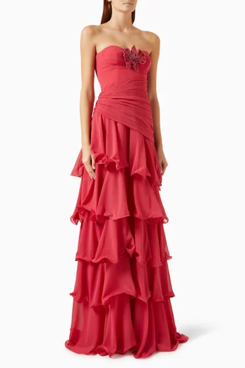 Floral Corset Gown in Chiffon