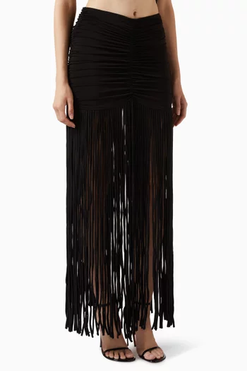 Lyria Fringe Maxi Skirt in Jersey