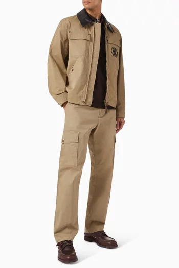 Westley Leather Collar Workwear Jacket in Cotton