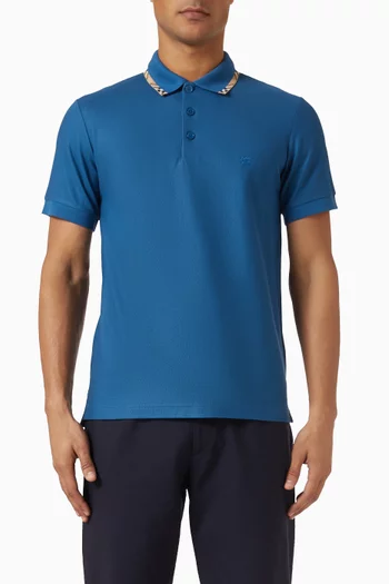 Check Trim Polo Shirt in Cotton
