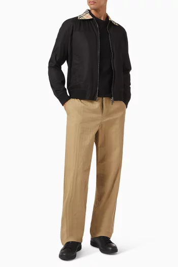Check-collar Harrington Bomber Jacket in Cotton